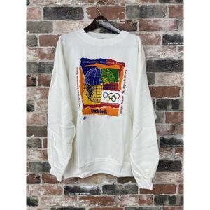 Vintage Adidas 1992 Olympic Sweatshirt Crewneck For Mars Candy White Sz L NOS